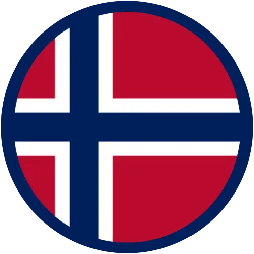 Stylized graphic of the Norwegian flag in a circular design, ideal for promoting tourism in Norway.